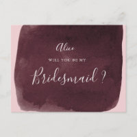 watercolor burgundy wash bridesmaid Invitation