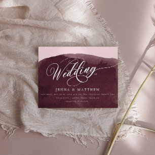 Watercolor Burgundy Wash Modern Wedding Invitation
