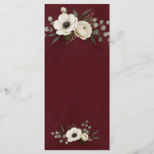 Watercolor Burgundy Wedding Menu Card