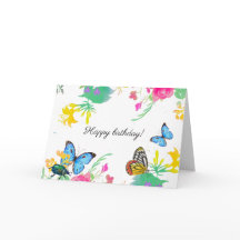 Watercolor butterflies and flowers