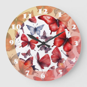 Watercolor butterflies art large clock