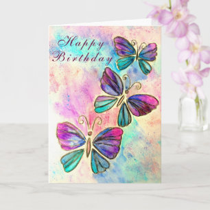 Watercolor Butterflies Birthday Card