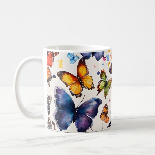 Watercolor Butterflies  Coffee Mug (Left)
