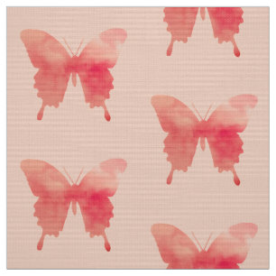 Watercolor Butterflies - Coral and Peach Fabric