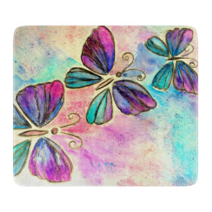 Watercolor Butterflies Cutting Board
