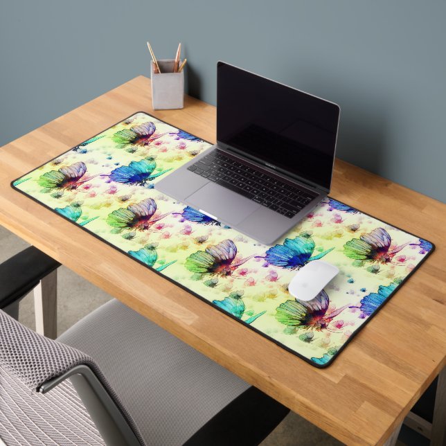 Watercolor Butterflies Desk Mat (Office 2)