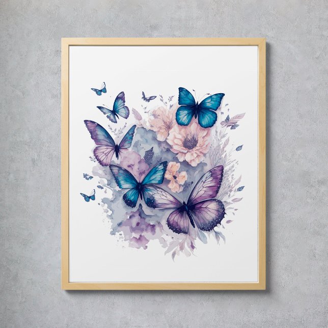 Watercolor Butterflies Floral Mystical Magical Poster (Watercolor Butterflies Floral Mystical Magical Poster
)
