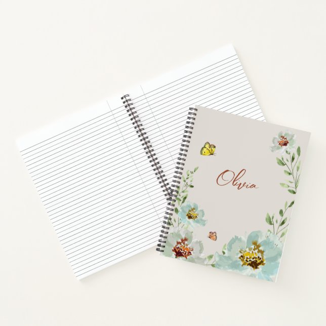 Watercolor butterflies Flowers Personalised Notebook (Inside)