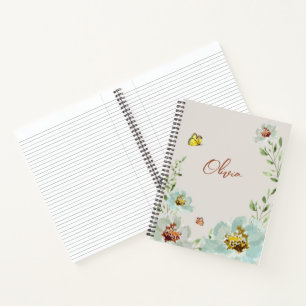 Watercolor butterflies Flowers Personalized Notebook