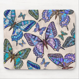 Watercolor Butterflies - gentle pastels Mouse Pad