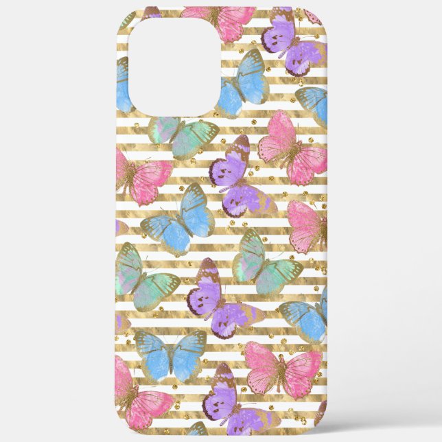 Watercolor Butterflies Gold Glitter Case-Mate iPhone Case (Back)