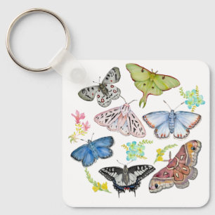 Watercolor Butterflies in Flight Key Ring