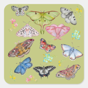 Watercolor Butterflies in Flight Square Sticker
