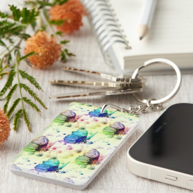 Watercolor Butterflies Keychain (Front Right)
