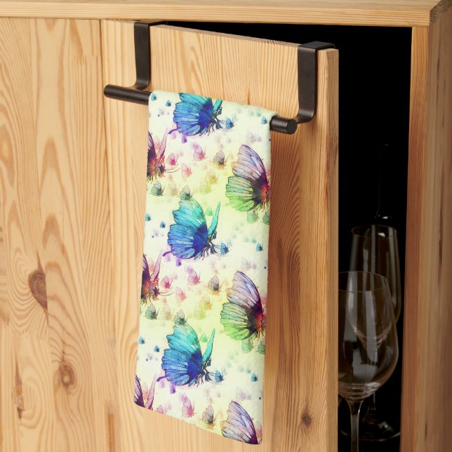Watercolor Butterflies Kitchen Towel (Thirds Fold)