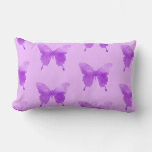 Watercolor Butterflies - Lavender and Violet Lumbar Cushion