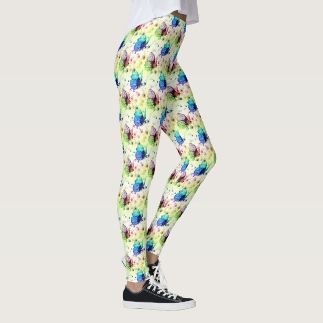 Watercolor Butterflies Leggings (Right)