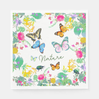 Watercolor Butterflies Nature T-Shirt Design | Napkin