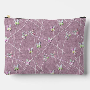 Watercolor Butterflies on Dusty Pink Accessory Pouch