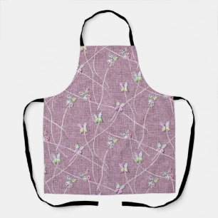 Watercolor Butterflies on Dusty Pink Apron