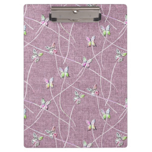 Watercolor Butterflies on Dusty Pink Clipboard