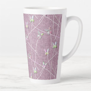 Watercolor Butterflies on Dusty Pink Latte Mug