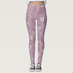 Watercolor Butterflies on Dusty Pink Leggings