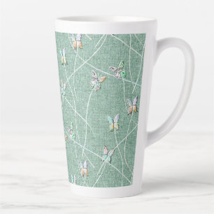 Watercolor  Butterflies on Mint Green  Latte Mug