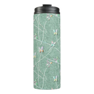 Watercolor Butterflies on Mint Green Thermal Tumbler