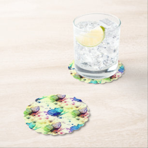 Watercolor Butterflies Paper Coaster