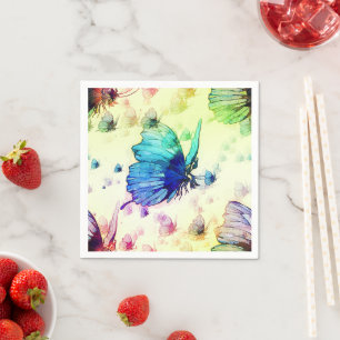 Watercolor Butterflies Paper Napkins