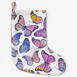 Watercolor Butterflies: Pastel Vintage Pattern. Small Christmas Stocking