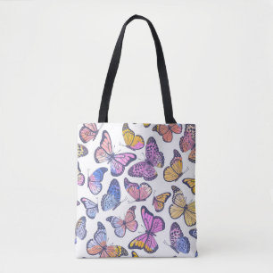 Watercolor Butterflies: Pastel Vintage Pattern. Tote Bag