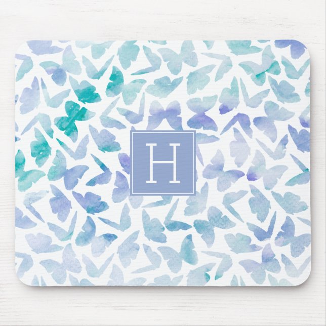 Watercolor Butterflies Pattern Mouse Pad (Front)