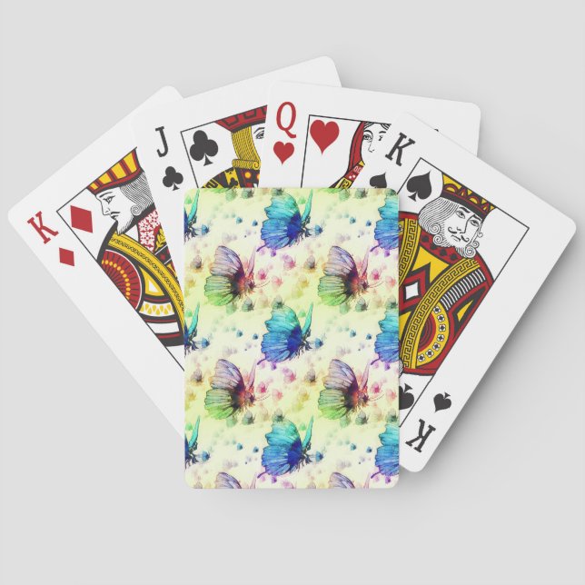 Watercolor Butterflies Playing Cards (Back)