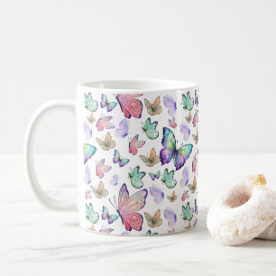 Watercolor Butterflies Seamless Pattern Coffee Mug