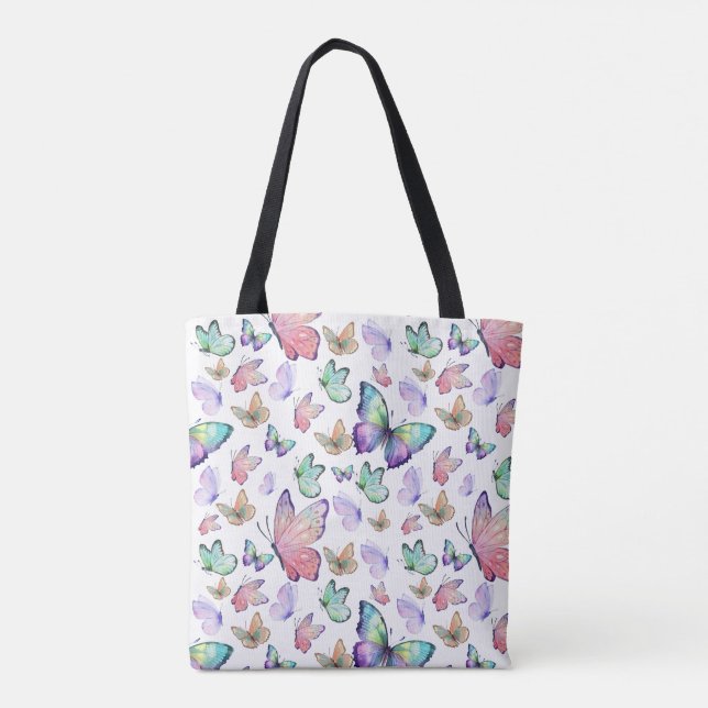 Watercolor Butterflies Seamless Pattern Tote Bag (Back)