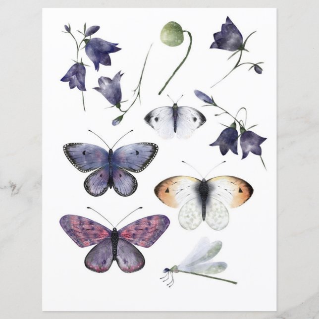 Watercolor butterflies to cut out and collage (Front)