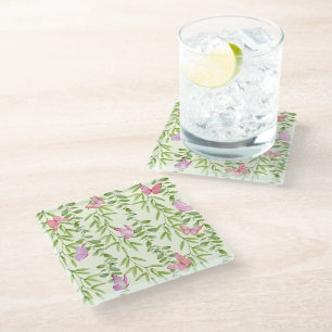 Watercolor Butterflies & Weeping Willow Coaster