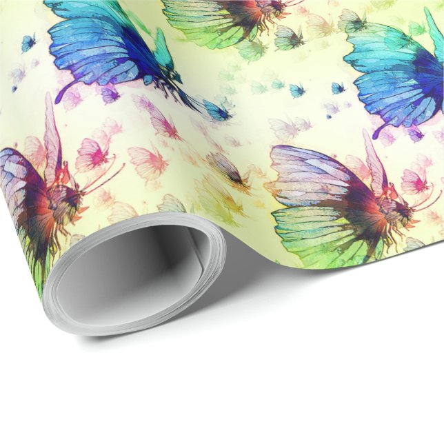 Watercolor Butterflies Wrapping Paper (Roll Corner)