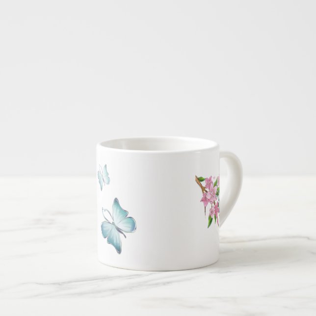 Watercolor Butterfly and Blossoms Espresso Cup (Front Right)