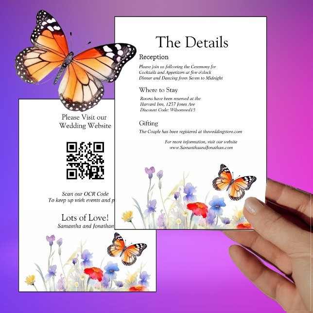 Watercolor Butterfly and Wildflowers Details Card (Creator Uploaded)