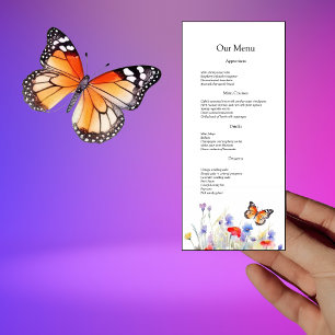 Watercolor Butterfly and Wildflowers Wedding  Menu
