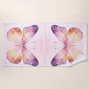 Watercolor Butterfly Art Beach Towel