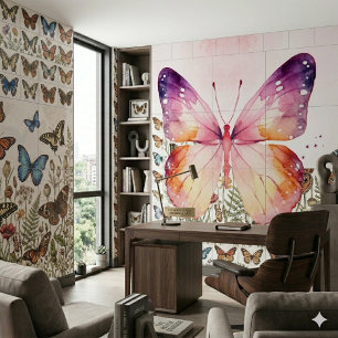 Watercolor Butterfly Art Ceramic Tile