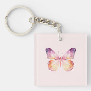 Watercolor Butterfly Art Key Ring