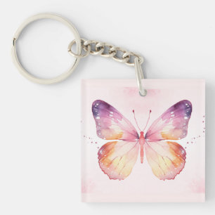 Watercolor Butterfly Art Key Ring