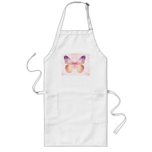 Watercolor Butterfly Art Long Apron