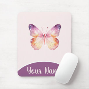 Watercolor Butterfly Art Mouse Pad