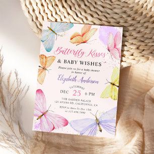 Watercolor Butterfly Baby Girl Baby Shower Invitation